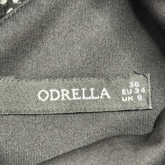 ODRELLA Black Party Dress Red ROSES Embroidered US 36 EU 34 A-Line Padded Cups - Picture 8 of 16